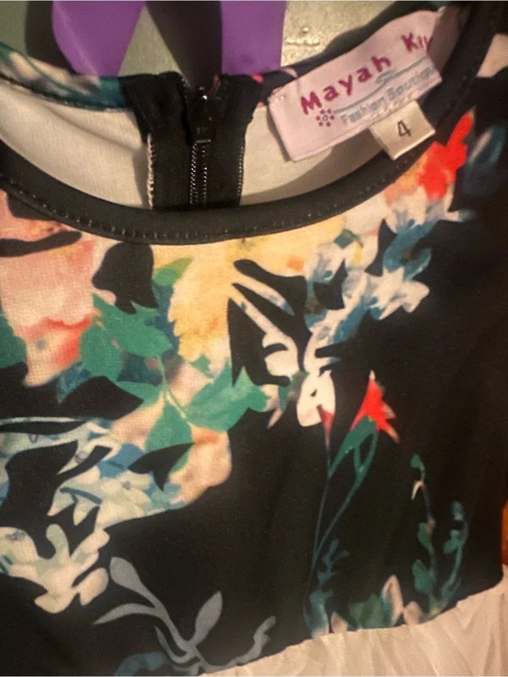 Matching Floral Navy and White Girls' Dress Set